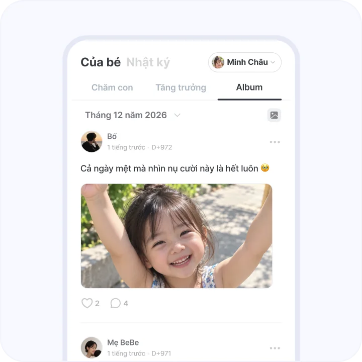 Màn hình album ảnh của bé